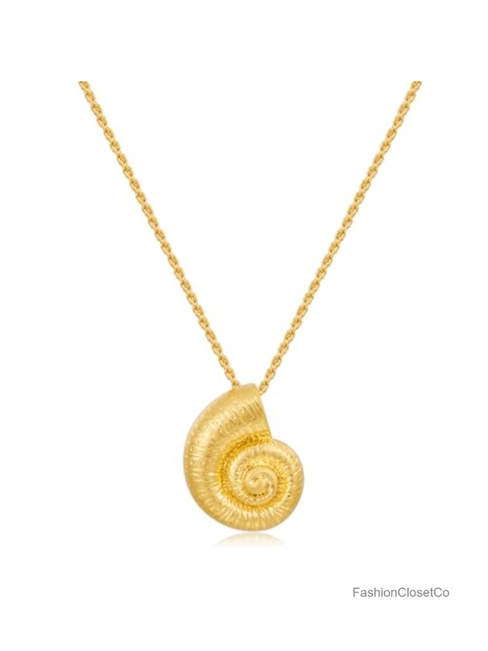 Gold Plated Brass Shell Pendant Necklace Adjustable Summer Beach Jewelry